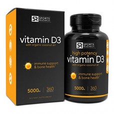 Sports Research Vitamin D3 with Organic Coconut Oil 360 Capsulas